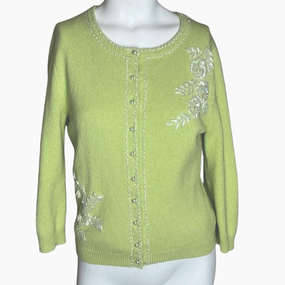 Vintage Banana Republic Fairy Cottagecore Angora Beaded Cardigan Sz M